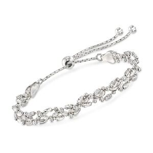 Italian Silver Diamond Cut Adjustable Bolo Bracelet